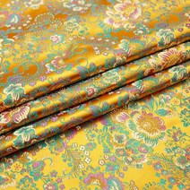 브로케이드 실크 패브릭 플라워 천 나일론 원단 드레스 바느질 재료 DIY 작업, 50x75cm, YELLOW_50x75cm