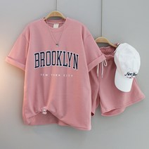 부루 레터링 반바지 세트 빅사이즈 오버핏 트레이닝