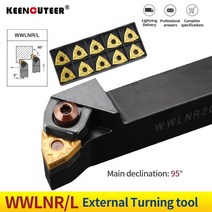 1pc WWLNR2020 WWLNR2525 WWLNR3232 외부 선삭 공구 홀더 WNMG 카바이드 인서트 WWLNR 선반 바 CNC 절삭 세트, WWLNL2525M08, WNMG080404-HQ KT60