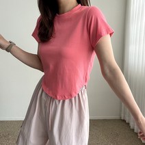 에이치스 허리날씬 쫀득 모달 밑단라운드 깔끔 무지 굴림 반팔티
