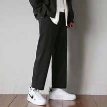 DFMEI 여름 얇은 남성 트렌드 ins 와이드 일자 팬츠 솔리드 드로잉 캐주얼 정장 바지