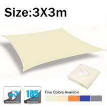 전원주택 테라스 그늘막 야외 카페 옥상 천막 어닝 방수 태양 대피소 차양 보호 그늘 항해 야영 천을 옥외 캐노피 정원 안뜰을 위해 큰, White 3x3m