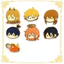 체인톱 충전식 소형 전기톱 일본 애니메이션 액세서리 전기 톱 맨 핀 에나멜 배지 엔진톱, 6 리즈