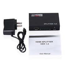 3D 1080P HDMI 호환 분배기 HDCP 1 in 4 출력 전원 신호 증폭기 1x4 오디오 스위치 HD 변환기 어댑터, [01] 1x4 Splitter, [01] US Plug
