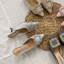 6cm 슬리퍼힐 큐빅 블링블링 여성 구두 스틸레토