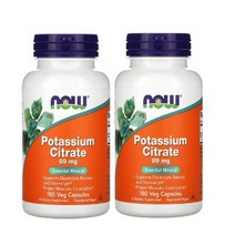 NOW Foods 구연산칼륨 99mg 베지 캡슐 180정 2팩, 1개, 기본