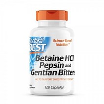 닥터베스트 Betaine HCI Pepsin & Gentian Bitters 120캡슐, 120 Count (Pack of 1)Doctors B
