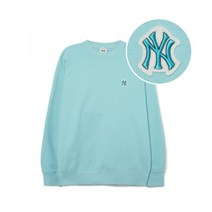 (국내매장 정품) MLB 베이직 스몰로고 오버핏 맨투맨 NY (L.Turquoise)
