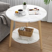 라운드 2단 거실테이블, 마블