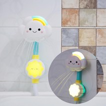 [물놀이장난감오리] 반짝이는 아기 샤워기 유아 물놀이 목욕놀이 욕조 장난감, 무지개구름 아기샤워기