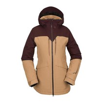 Volcom 여성용 스탠다드 쉘터 3D 스트레치 단열 스노우보드 스키 겨울 후드 재킷 캐러멜 S3 XS