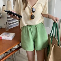 네모엔룩 레인보우코튼 밴딩 여성 면 반바지 하프 팬츠