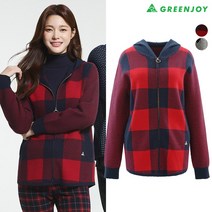여성 몸판 체크후드 가디건_GF22SG81W, 100, 블랙