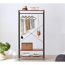 이동식 스틸 깔끔디자인 선반 헹거(80cm 2컬러) 스텐드 세트 쇼핑몰 옷장, 블랙