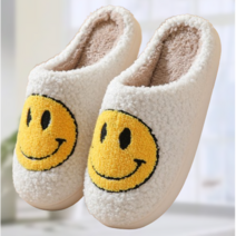 스마일 기모 슬리퍼 가을 겨울 실내 미끄럼 방지 슬리퍼