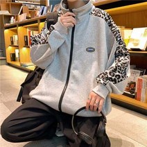 봄과 가을 레트로 레오파드 프린트 카디건 스웨터 루즈핏 야구 재킷