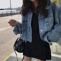 모노위크 오버핏 크롭 데님 청자켓