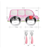 귀여운 자동차 5구 스텐 어린이식판 유아식판세트 스푼 포크, 트럭핑크