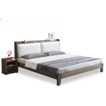 라지킹프레임 침대프레임 단단한 나무, 두꺼운 원목 판자 침대 + 침대 옆 탁자 x 1  택배