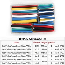 열 수축 튜브 내열성 래프 키트 termoretractil 모듬 와이어 케이블 절연 슬리브, 102PCS