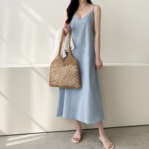 (신상)여성 루즈핏 무지 끈 마 나시 롱 원피스(4col)