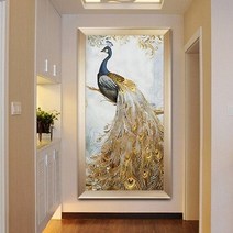 happy shopping황금 공작 금전수 부귀영화 전체수 보석십자수 DIY키트 B0200, 40x70cm