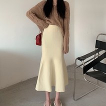 라라벨 여성용 골지 스커트 로엔 머메이드 니트 니트스커트