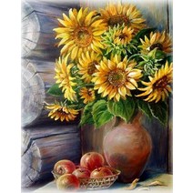 실십자수 huacan diy 크로스 스티치 해바라기 면화 그림 자수 키트 홈 보석십자수, CT-141, 40x50cm, 14CT