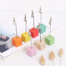 우드 메모클립 홀더 포토 명함클립 장식, 그린, 1개