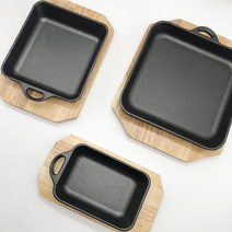 . 무쇠 주물팬 IH 모든열원 콘치즈 철판 스테이크팬 후라이팬, 1개, 정사각 16.5cm