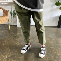 웨일즈 전체스판 빈티지 릴렉스 원턱 세미와이드 팬츠 밴딩 바지(4 Colors)(기모버전 추가)