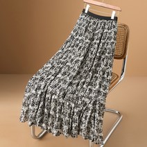 쉬폰롱스커트 여름 a라인 햅번 밴드 주름치마 스커트