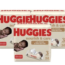 Huggies Nourish and Care Baby Diaper Wipes 하기스 너리쉬 앤 케어 베이비 디아퍼 물티슈 56매 3팩 3묶음