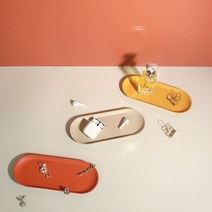 보관 진열대 데스크테리어 소품 트레이 펜접시 받침대 가죽 향수 악세서리, 오렌지