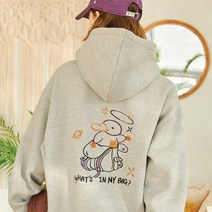 꼼파뇨 [기모] 마이백 자수 후드 그레이 - 1 126960