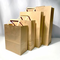 27리빙 튼튼한 크라프트 쇼핑백 소 선물 도시락 미니 무지 종이가방, 특대 50개