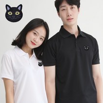 멋지군 쿨론 카라 기능성 반팔 고양이 자수 쿨 티셔츠