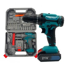 TEETOK 21V 무선 충전식 드릴, 1개