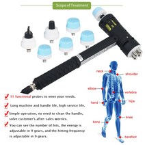 충격파 치료 기계 전기 척추 에너지 조절 가능 ED 3in 1 카이로프랙틱 교정 도구, 01 AU Plug