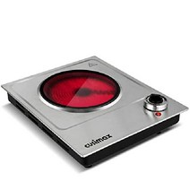 CUSIMAX 1800W 요리용 익덕션 - 세라믹 전기 플레이트 이중 제어 적외선 쿡탑, 스테인레스 스틸, 단일 버너