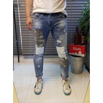 공포스 빈티지 카모 덧뎀 데미지 청바지 28 38 size