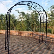 덩쿨 가든아치 식물지지대 장미아치 테라스 정원 아파트 웨딩 베란다, 옵션05 블랙240x40x250