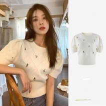 여성여름반팔니트 크롭반팔 풀오버 반팔 짧은 슬리밍 니트 얇은 탑 2023신제품