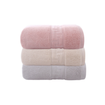 수건 면 100% 소재의 목욕 타올. 흡습성이 뛰어난 친환경 제품 70x140cm, 세트3개(PINK+BEIGE+GRAY)