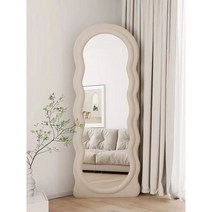 비정형거울 웨이브전신거울 독특한 욕실 예술 불규칙 침실 현관, 아이보리 177x75cm