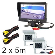 Smluck 7 "HD TFT LCD 자동차 모니터 역방향 후면보기 화면 + 2x IR 나이트 비전 버스 차량용 카메라, 01 2 x 5m