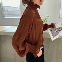 프릴넥 블라우스 반목 셔츠 여성스러운 페미닌 봄 러블리 화이트 핑크 러플 쉬폰