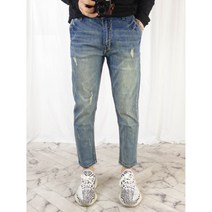홀림 9부 반배기 밴딩 진 남자 청바지