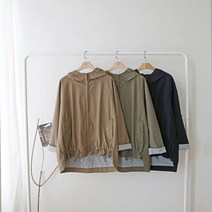 여자 후드집업 허리스트링 야상 소매 롤업 스판 점퍼