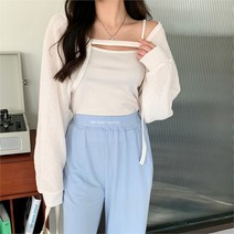 겟잇미뉴라딜 여성 와플 긴팔 볼레로